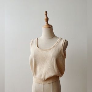ST. JOHN Vintage Scoop Neck Ivory Cropped Knit Tank Womens Medium